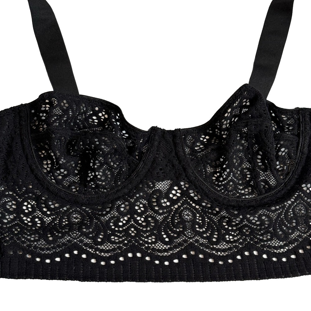 Free People Intimately Lace Bralette Bra 32 B Sheer Bustier Long Line Crop Top